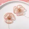 Cristal Mágico Retro Flor de Tres Pétalos Cuenco Flor DIY Trenzado a Mano Pasador de Perlas Accesorios para el Cabello Material para Pasadores Venta al por Mayor