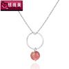 Collar de plata esterlina 925 con cristal de fresa, collar de piedra lunar de cristal natural, colgante pequeño y fresco, cadena para clavícula, joyería de comercio exterior