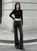 Calça jeans flare bordada com estampa estilo americano, nova coleção de outono, slim-fit Y2K, comprimento total, retrô, versátil, calça longa casual, moderna