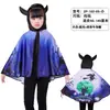 Capa con Cuernos de Diablo para Niños de Halloween Bruja Calabaza Mago Vestido de Actuación Capa para Niños