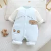 Mameluco acolchado para bebé, mameluco sin costuras cálido para otoño e invierno, traje de gateo engrosado de 150 g con apertura frontal, traje de una pieza para niños