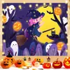 Tecido para fantasia de evento de Halloween, tecido para decoração de fundo de festa, tecido para pendurar para fotografia de lanterna de abóbora, tecido para pendurar de fundo com atmosfera de terror