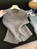 Chaleco cárdigan de punto gris para mujer, nuevo y elegante de 2026, chaleco suéter de moda