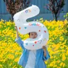 Globos blancos con números impresos de 32 pulgadas para la decoración de la primera fiesta de cumpleaños de niños, accesorios para fotos y arreglo de escena