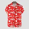 Camisa casual de moda para hombre, nueva, impresión 3D, transfronteriza, europea y americana, casual, hawaiana, manga corta, cárdigan con solapa, top