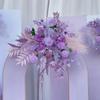 Nueva boda fila de flores moradas grandes simulación decoración de flores de seda fila de flores de eucalipto pasarela Camino arte floral de boda
