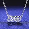 Rápido mano TikTok en línea Rojo Vivo suministro collar de plata ocho corazones y ocho flechas alta imitación color D moissanita Trébol colgante femenino