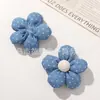 Tela Estilo Denim Azul Retro Rellena de Algodón Flor de Cinco Pétalos DIY Accesorios para el Cabello Pasadores Zapatos Calcetines Bolsas Accesorios de Ropa Accesorios
