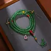 Contas de Vidro Estilo Antigo, 108 Contas de Oração de Vidro Verde com Textura Fosca, Colar Vintage de Múltiplos Círculos para Segurar na Mão, Dupla Utilização