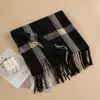 Bufanda de Imitación Cachemir a Cuadros Personalizada para Mujer en Invierno, Bufanda Popular de Gama Alta, Estilo Británico Ropa de Trabajo, Cálida y Versátil con Borlas
