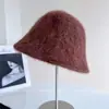 Sombrero de Pescador de Felpa de Lujo Ligero para Mujer en Otoño e Invierno Sombrero de Lana Australiana Tejido Borde Enrollado Sombrero de Pescador Moda Retro Sombrero de Cubo