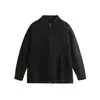 Suéter Retro Americano Sencillo de Color Sólido con Cuello Alto para Hombres y Mujeres Estilo Pareja Estilo Old Money Cálido Casual Punto con Doble Cremallera