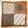Lenço de Seda Estilo Celebridade, Lenço Quadrado Pequeno de Algodão e Linho com Estampa de Castanha, Cachecol Quente para Primavera, Outono e Inverno Estilo Coreano, Lenço de Cabeça, Lenço de Pescoço