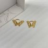 Brinco de Orelha Único Borboleta Vazada Feminino Simples Pequeno Fofo Cobre Dourado Banhado Prata Brincos Brincos Acessórios de Orelha