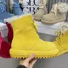 Botas de Nieve Rojas con Piel Integrada para Mujer 2026 Nuevas Botas Cortas de Suela Gruesa Forradas de Felpa Cálidas de Invierno Zapatos de Algodón Antideslizantes