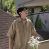 Polo retro de estilo japonés para hombre, camiseta de manga corta con cuello de bolsillo, informal, holgada, de verano, con diseño de marca de moda y nicho