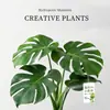 Planta Hidropónica Monstera, Planta Verde Todo el Año, Planta en Maceta de Cultivo en Agua para Interiores, Bambú de Hoja Grande para Sala de Estar, Oficina, Escritorio