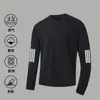 Camiseta masculina de manga comprida, camada interna de outono, camiseta base masculina elástica de corte solto, camiseta estampada estilo coreano ins