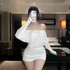 Lingerie Sexy Plus Size, Vestido Sexy de Manga Longa de Um Ombro Só, Desejo Puro, Tentação Apaixonada, Vestido Mini Bodycon Hot Girl