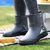 Botas de chuva masculinas impermeáveis antiderrapantes com veludo quente, botas curtas, sapatos espessados, sapatos aquáticos, sapatos de chuva, sapatos de borracha para trabalho, cozinha, exterior