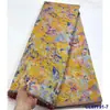 Tecido de Organza Bordado Jacquard Semitransparente com Fio de Ouro e Prata Estilo Antigo Tecido de Renda Brocado Africano
