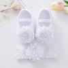Zapatos Nuevos para Bebé 2022 Ins Europeos y Americanos Zapatos de Princesa con Flores 3-6-9 Meses 10 Suela Suave Set de Zapatos para Bebé con Diadema