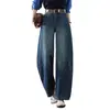 Elegantes Pantalones Curvos de Mezclilla Bordados para Mujer, Nuevos Pantalones Casuales de Pierna Recta Adelgazantes de Cintura Alta para Otoño, Pantalones de Pierna Ancha Versátiles