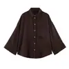 2026 Primavera Nuevo Producto Moda Femenina Transfronteriza Europea y Americana Casual Color Sólido Holgada Camisa de Mangas Anchas W025 12263