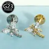 Brincos de Titânio Fabricante Zircônia Marquise Liga de Titânio Haste 1,2mm Unha Labial Unha do Cartilagem da Orelha Joia para Piercing