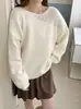 Suéter superior de punto suelto estilo coreano dulce con cuentas finas, nuevo suéter pullover de estilo suave para mujer, principios de otoño 2026