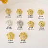 Soportes de flor hueca chapados en oro de 18 quilates con circonita incrustada para pulseras y collares, accesorios de joyería DIY, materiales para abalorios