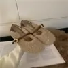 Lindas Pantuflas Peludas para Mujer Primavera Otoño 2026 Nuevo Estilo Mocasines Bajos Peludos Mary Janes Cálidos de Correa Única