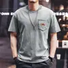 Nova Camiseta Masculina Retro Americana de Manga Curta Tendência de Outono Marca Loose Estampada de Meia Manga Camiseta Básica Masculina