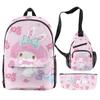 3D nova impressão periférica Sanrio meilti mochila escolar bolsa mensageiro estojo de lápis impressão de três peças