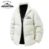 Chaqueta de Algodón Cálida Casual Lisa y Estampada de Otoño e Invierno Transfronteriza de Amazon para Hombre, Chaqueta Acolchada Cómoda de Cuello Alto de Moda