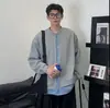 Moda Otoñal para Hombre Sudadera Cardigan de Rayas Falso Dos Piezas Estilo Coreano, Chaqueta Cardigan de Manga Larga Harajuku ins de Moda