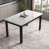 Mesa de comedor y combinación de sillas de vidrio templado mesa de comedor moderna para el hogar mesa rectangular para departamento pequeño restaurante casa de alquiler