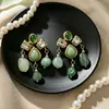 Aretes Retro Vintage de Piedras Preciosas Coloridas, Aretes Medievales Coloridos Contrastantes, Aretes de Diseño Nicho de Alta Gama para Mujer