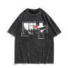 Camiseta Manga Curta Lavada Vintage Retro Europeia e Americana Fã de Anime Ma Blade Baki Hanma Top High Street Americano
