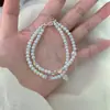 Pulsera de Perlas de Múltiples Capas Estilo Francés, Moderna y Delicada, Elegante Pulsera para Mujer, Versátil para el Uso Diario, Realza el Tono de Piel, Joyería de Estilo Lujo Ligero