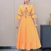 Vestido Estilo Étnico Yunnan Qinghai Verão Novo Algodão e Linho Bordado Feminino Cintura Justa Emagrecimento Turista Vestido de Praia
