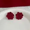 Brincos de Flor Vermelha Brincos de Noiva de Alta Qualidade 2024 Novas Explosões Festivos 2025 Ano Novo Brincos Vermelho Vinho para Mulheres