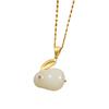 Collar con colgante de conejo animal del año del conejo para mujer, conejo de jade Hongyun, suerte, lujo ligero, cadena de clavícula de alta calidad, simple para Instagram