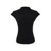 Puro Deseo Sexy Hombro Derecho Cuello Alto Pequeño Top Verano Estilo Europeo y Americano Nuevo para Mujer Camiseta Elástica Ajustada Chaleco