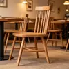 Silla de Comedor de Madera de Cerezo, Silla para el Hogar, Silla Simple para Mesa de Comedor, Silla Vintage para Restaurante con Respaldo, Silla Windsor de Estudio de Mediados de Siglo