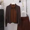 Elegante Suéter Color-Block Falso Duas Peças Estilo Old Money para Mulheres, Novo Item da Moda para o Trabalho no Outono e Inverno, Cardigã de Lã Tencel