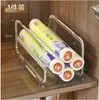 Suporte de Armazenamento de Filme Plástico de Conservação Alimentos Prateleira de Armazenamento em Camadas para Armário de Cozinha Empilhável Caixa de Armazenamento para Rolo de Papel Alumínio Sacos de Conservação Gadget