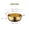 Panela de Ramen de Aço Inoxidável Coreana, Panela de Sopa Martelada Coreana com Tampa, Panela Dourada para Macarrão Instantâneo, Macarrão Caracol, Hot Pot Picante