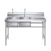 Fregadero de Acero Inoxidable Grueso Fregadero de Cocina Comercial Lavabo para Verduras No Estándar 304 Fregadero de Lavado de Hotel con Plataforma