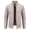 Otoño Invierno Nuevo Suéter Abrigo de Lana Casual para Hombre con Cuello Alto Versátil Forro Polar Color Sólido Casual Talla Grande Cárdigan Suéter Hombre
